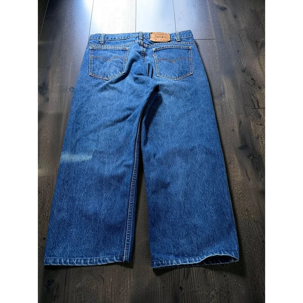 Vintage Levis 505 Orange Tab Jeans Medium Wash Blue Denim W33 L21 Modified Hem